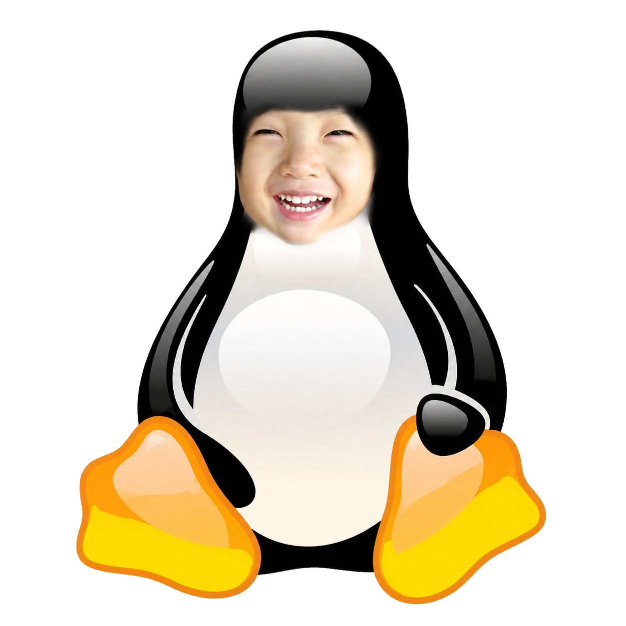SkyVision logo — Tux with the founder's eldest son's smiling face